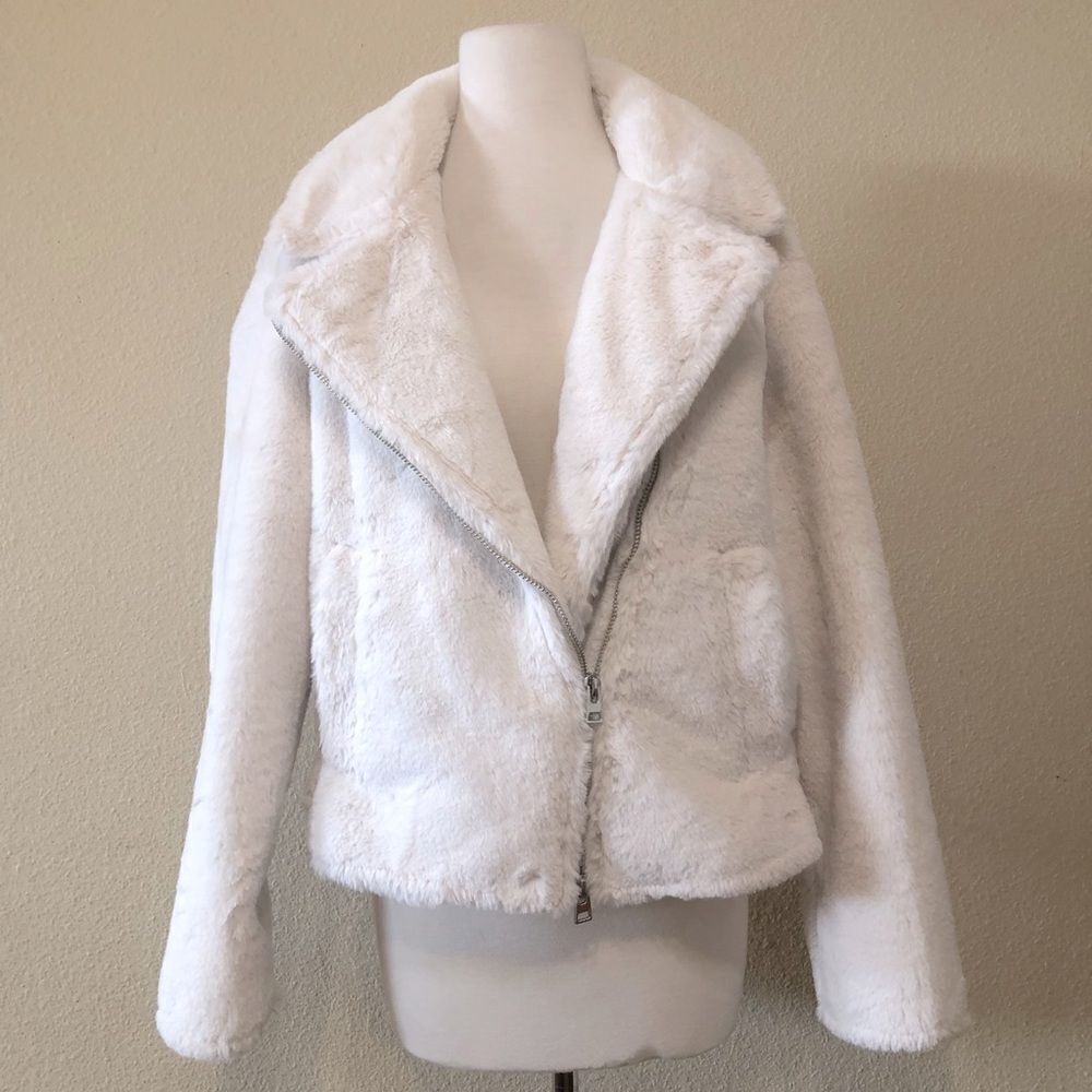 Topshop Lily Faux Fur Biker Jacket Size 12 - Picture 6 of 10